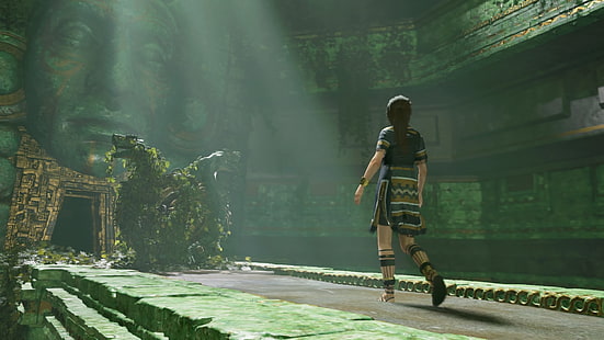 Shadow of the Tomb Raider, Лара Крофт, PlayStation 4, видеоигры, снимок экрана, HD обои HD wallpaper