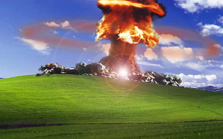 sztuka cyfrowa, eksplozja, chmura jądrowa, Windows XP, Tapety HD