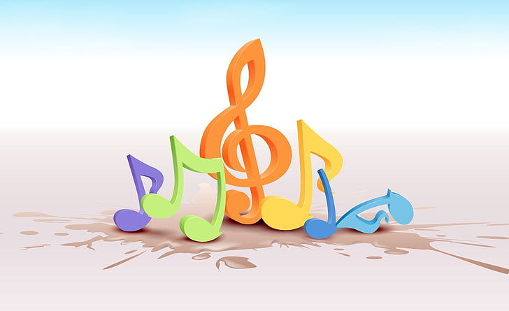 Notas musicales coloridas 2, clip art de notas musicales, Aero, arte vectorial, notas musicales, coloridas, Fondo de pantalla HD