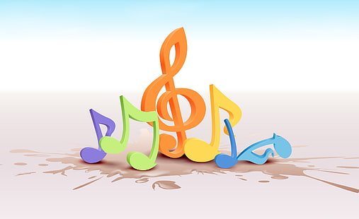 Notas musicais coloridas 2, notas musicais clip-art, Aero, Arte vetorial, Colorido, Musical, notas, HD papel de parede HD wallpaper