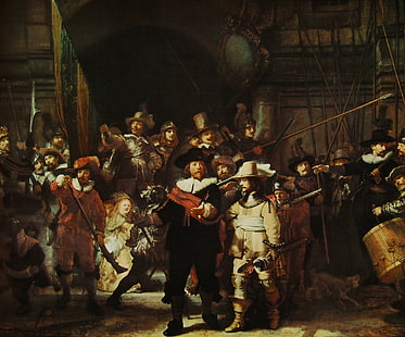 classic art, Rembrandt van Rijn, painting, artwork, The Night Watch, HD wallpaper HD wallpaper