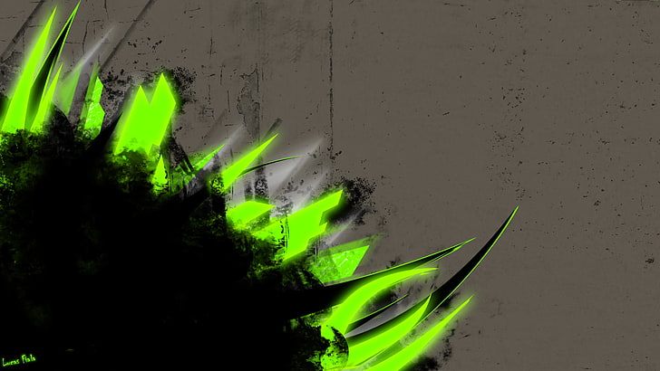 緑と黒の抽象的なデジタル壁紙、デジタルアート、緑、アートワーク、抽象、 HDデスクトップの壁紙