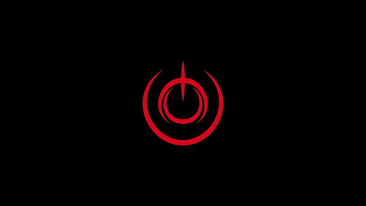 круглый красный логотип, черный, простой фон, Fate / Stay Night, минимализм, красный, HD обои