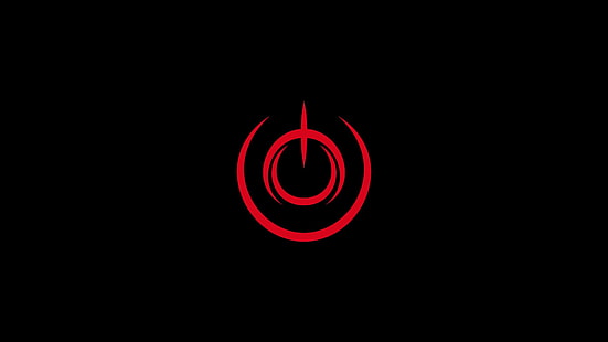 logotipo rojo redondo, negro, fondo simple, Fate / Stay Night, minimalismo, rojo, Fondo de pantalla HD HD wallpaper