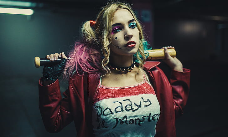 Harley Quinn, modelka, kobiety, kije baseballowe, cosplay, Tapety HD