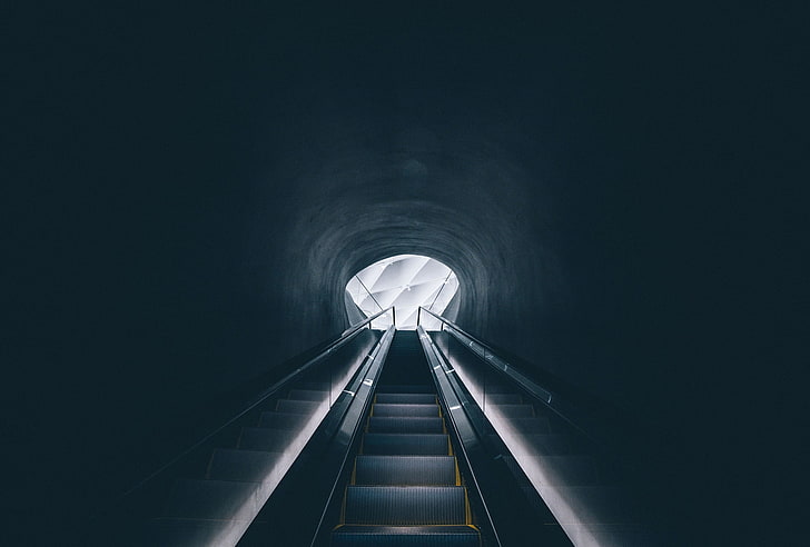 escalator, vignette, Los Angeles, museum, symmetry, HD wallpaper