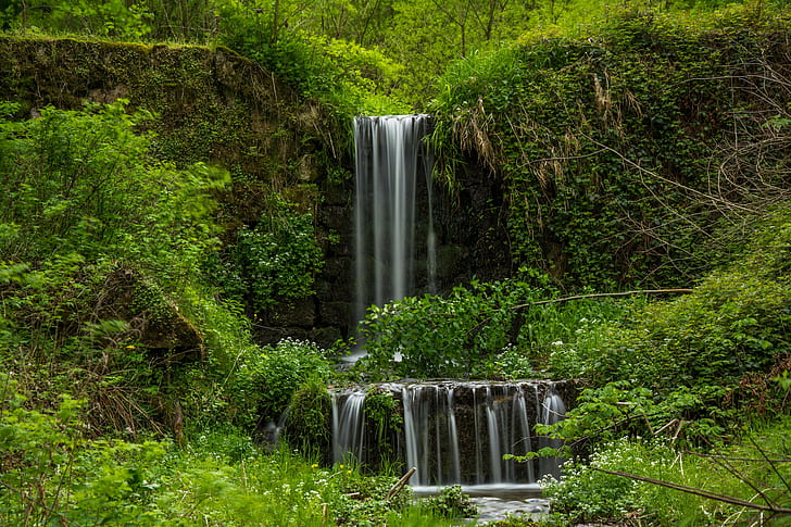 nature, Austria, waterfall, stream, green, river, HD wallpaper