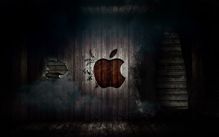 Издълбано лого на Apple, лого на ябълка, компютри, 1920x1200, ябълка, macintosh, HD тапет