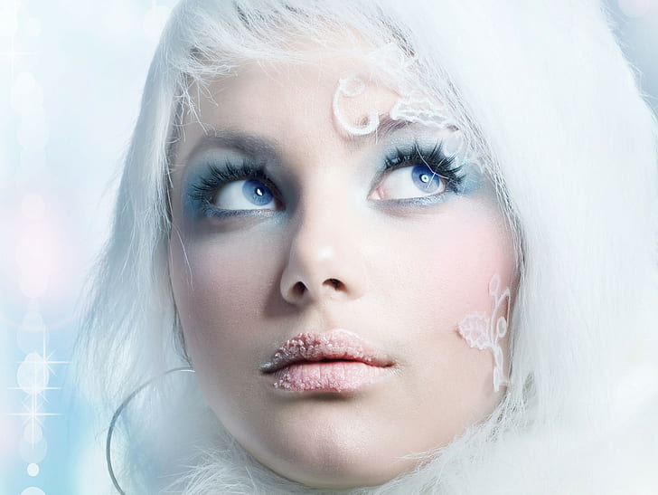 sztuka fantasy, lód, niebieskie oczy, Tapety HD