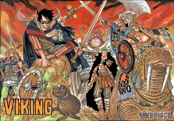 One Piece Viking wallpaper, Anime, One Piece, Monkey D. Luffy, Sanji (One Piece), Tony Tony Chopper, Usopp (One Piece), Zoro Roronoa, HD wallpaper