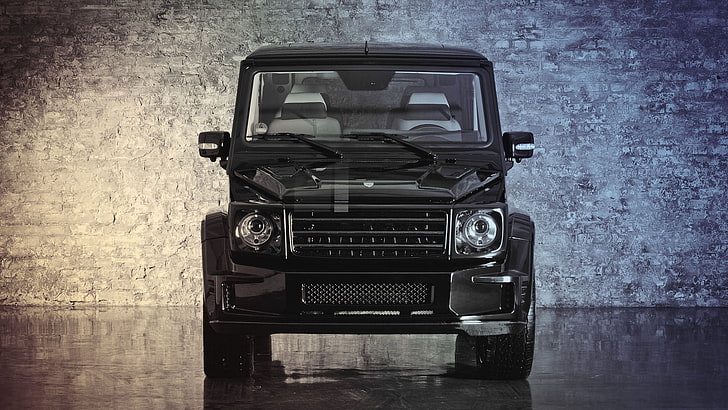 black Mercedes-Benz G Wagon, Mercedes-Benz, before, G55, front, g class, gelandewagen, HD wallpaper