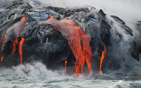 Lava Flow From Hawaii Volcano United States 1800×2880, HD wallpaper HD wallpaper