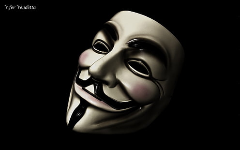 masque de gars, V pour Vendetta, anonyme, piratage, masque, fond noir, Fond d'écran HD HD wallpaper