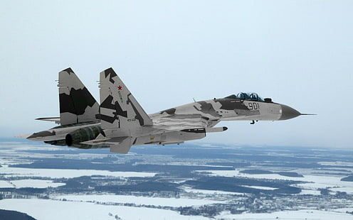 Руски ВВС, Сухой Су-35, превозно средство, военен самолет, военен, HD тапет HD wallpaper