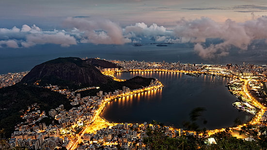 Рио де Жанейро Бразилия Изглед на лагуната Родриго де Фрейтас и Леблон от планината Corcovado Ultra Hd Тапети за настолни мобилни телефони и лаптоп 3840 × 2160, HD тапет HD wallpaper