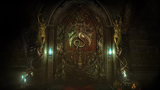 pintu berwarna coklat dan kuningan, Castlevania, castle, video game, darah, game retro, Dracula, Castlevania: Lords of Shadow 2, Wallpaper HD HD wallpaper