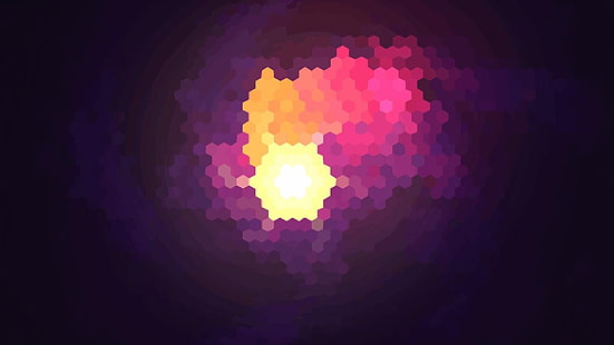 pixel konst tapeter, lila, hexagon, färgglada, digital konst, HD tapet HD wallpaper