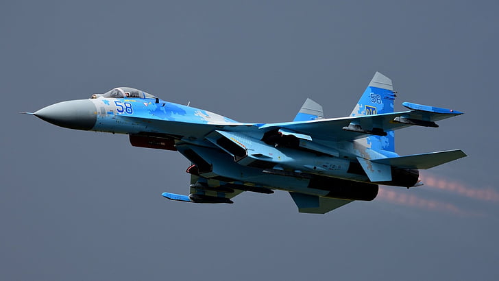 Jet Fighters, Sukhoi Su-27, Самолети, Jet Fighter, Warplane, HD тапет