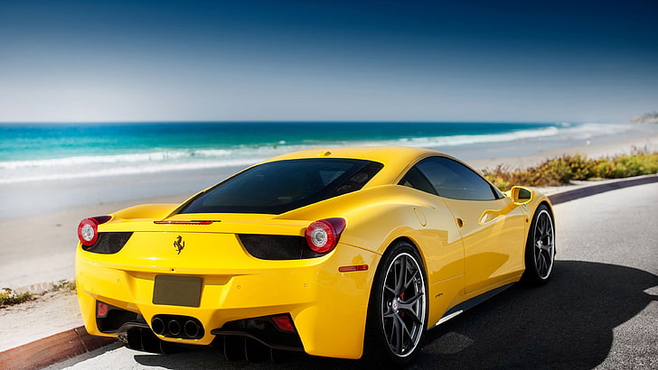 yellow Ferrari coupe, Ferrari, Ferrari 458, car, HD wallpaper
