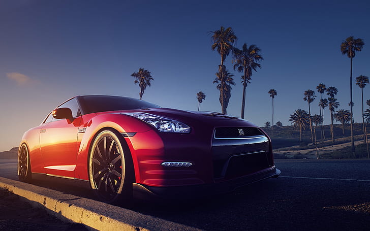 Nissan GTR R35 red car front view, red nissan gtr r35, Nissan, Red, Car, Front, View, HD wallpaper