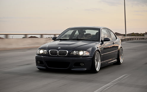 Siyah BMW araba, hız, bmw m3, bmw e46 m3, HD masaüstü duvar kağıdı HD wallpaper