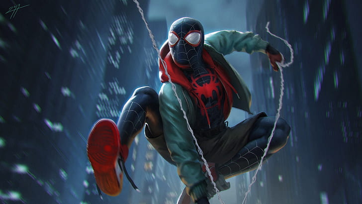 Miles Morales, Spider-Man, artwork, superhero, HD wallpaper