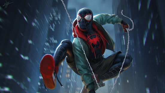 Miles Morales, Spider-Man, konstverk, superhjälte, HD tapet HD wallpaper