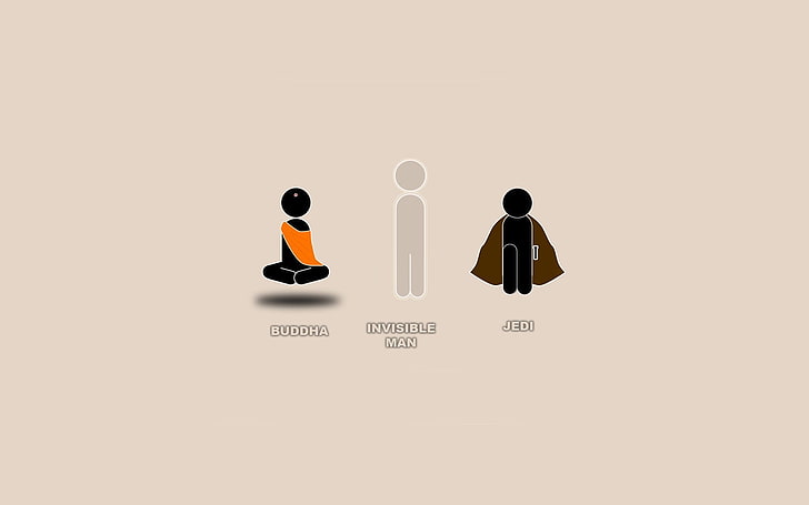 ilustrasi hitam dan abu-abu, Jedi, minimalis, Buddha, Wallpaper HD