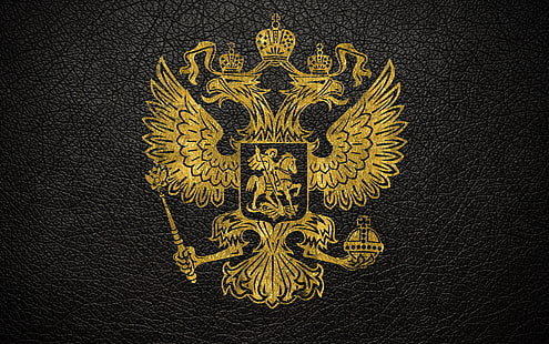 leather, gold, coat of arms, Russia, HD wallpaper HD wallpaper