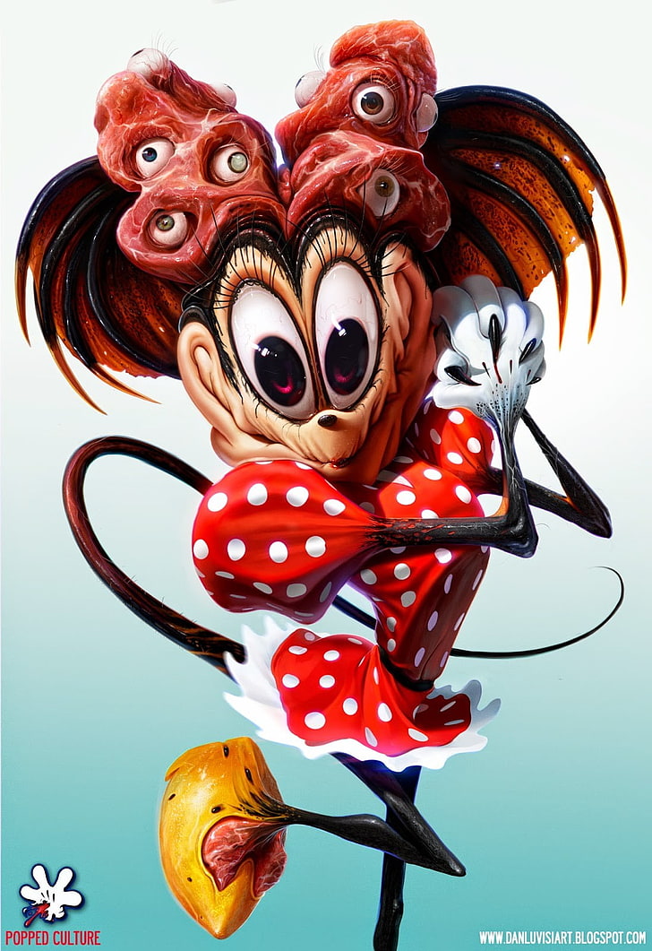 Minnie Mouse djävulillustration, skräck, HD tapet, telefon tapet