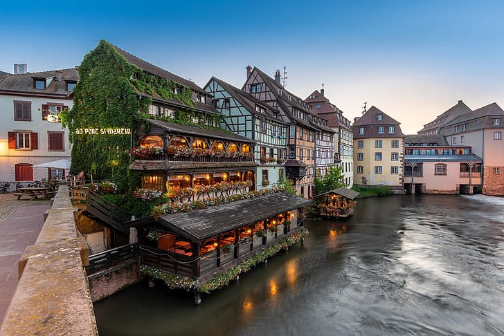 Brücke, Frankreich, Gebäude, Zuhause, Kanal, Straßburg, Viertel Petite France, Petite France, HD-Hintergrundbild