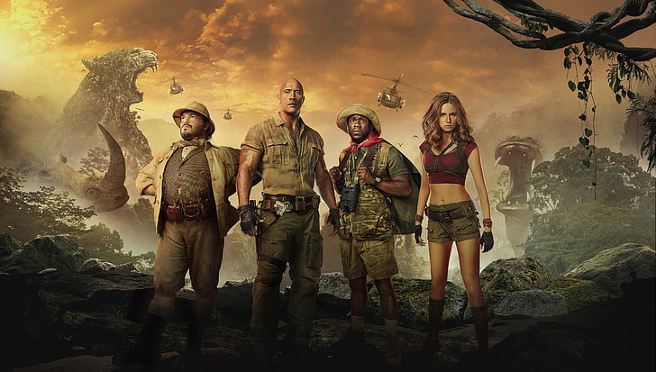 5K, Dwayne Johnson, Karen Gillan, Kevin Hart, Jumanji: Welcome to the Jungle, Jack Black, HD wallpaper
