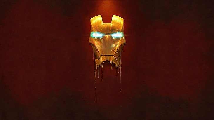 Iron Man digital wallpaper, Iron Man, Marvel Comics, cartoon, minimalism, mask, superhero, artwork, HD wallpaper