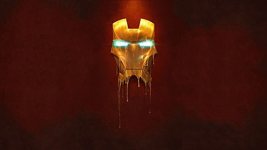 Iron Man digital wallpaper, Iron Man, Marvel Comics, cartoon, minimalism, mask, superhero, artwork, HD wallpaper HD wallpaper