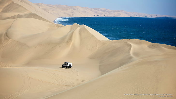 Atlantic and Desert Dune, Namib-Naukluft National Park, Namibia, Africa, HD wallpaper