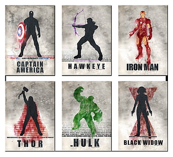 Hulk ตัวละครการ์ตูนมินิมอลภาพยนตร์เรื่อง Iron Man ธ อร์กัปตันอเมริกาแม่ม่ายดำ Hawkeye the Aveng ภาพยนตร์บันเทิงศิลปะ HD, ภาพยนตร์, ธ อร์, ไอรอนแมน, กัปตันอเมริกา, มินิมอล, ฮัลค์ (ตัวละครการ์ตูน), วอลล์เปเปอร์ HD HD wallpaper