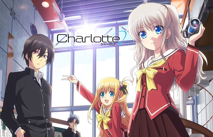 dziewczyny z anime, Charlotte (anime), Tomori Nao, Otosaka Yuu, Nishimori Yusa, Tapety HD