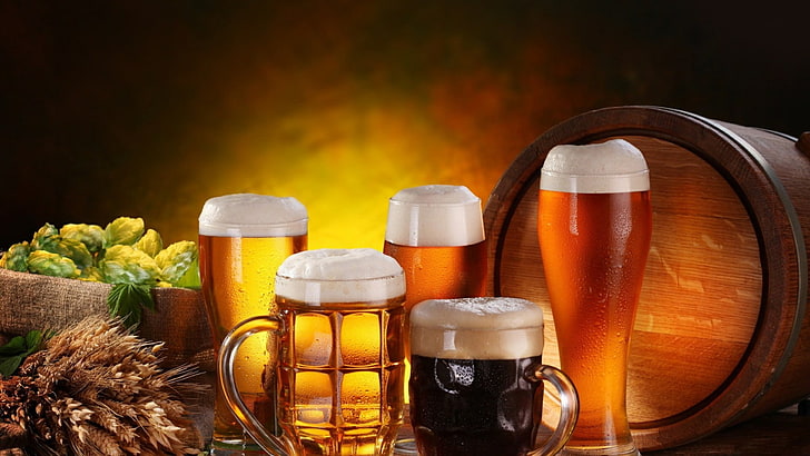 bière, boisson, décoration, photographie, verre de bière, brasserie, bière brune, forte, bière blonde, non filtrée, Fond d'écran HD
