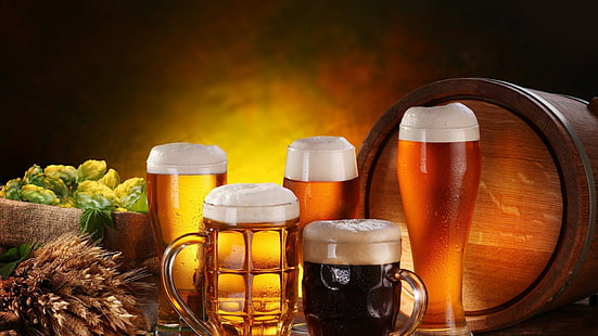 bira, içki, dekorasyon, fotoğrafçılık, bir bardak bira, Bira fabrikası, koyu bira, sağlam, Lager birası, Filtrelenmemiş, HD masaüstü duvar kağıdı HD wallpaper