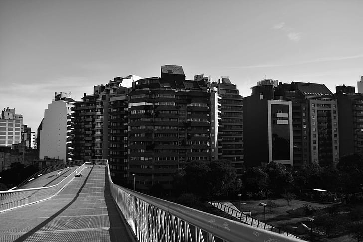 argentina, black and white, building, building exterior, buildings, city, cordoba, HD wallpaper
