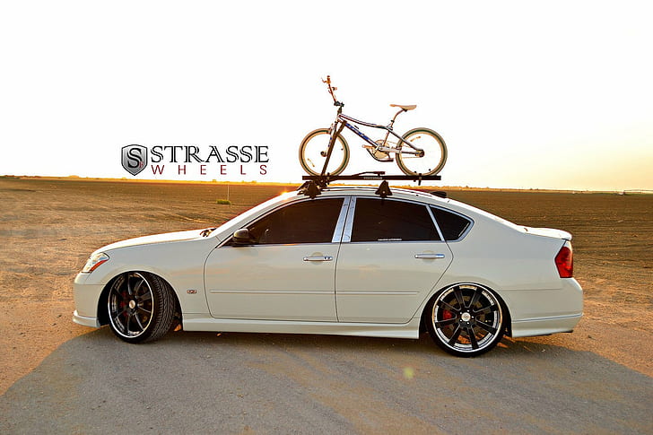 bike, cars, infiniti, m35, strasse, tuning, wheels, white, HD wallpaper