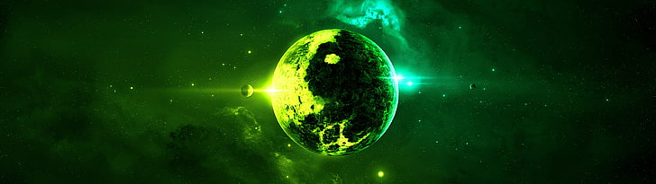 green planet, space, HD wallpaper