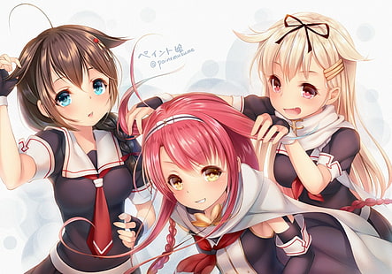 Sammlung Kantai, Kawakaze (KanColle), Shigure (KanColle), Yuudachi (KanColle), Anime Girls, Anime, HD-Hintergrundbild HD wallpaper