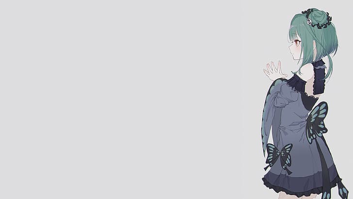Anime, Uruha Rushia, Hololive, grünes Haar, Brötchen, Mumumu, HD-Hintergrundbild