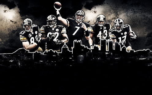 Illustrazione dei giocatori di football americano, pittsburgh steelers, football americano, nfl, Sfondo HD HD wallpaper