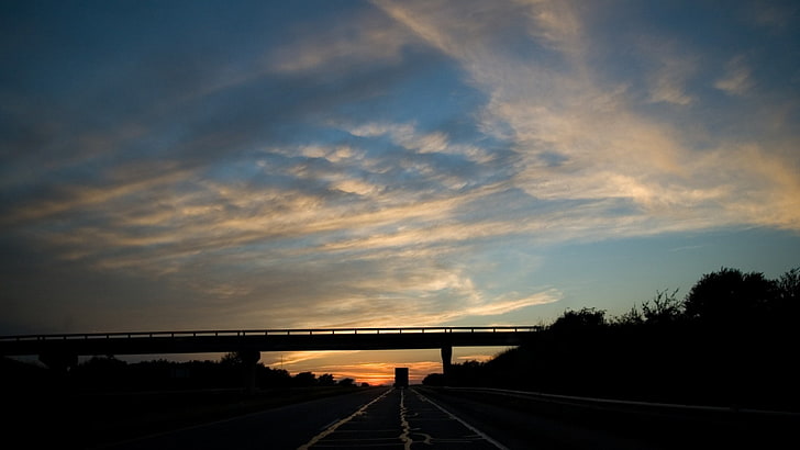 bridge, photography, road, evening, sunset, HD wallpaper