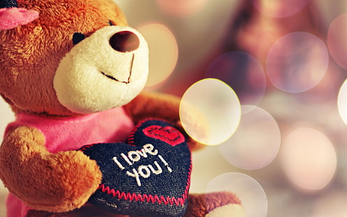 Love heart, Teddy bear, I Love You, HD wallpaper HD wallpaper