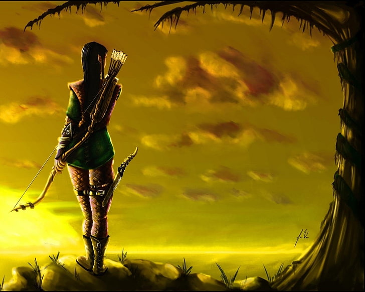 Bogenschütze Illustration, Fantasy, Archer, HD-Hintergrundbild