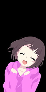 anime, anime girls, amoled, dark, cute smile, Sfondo HD HD wallpaper