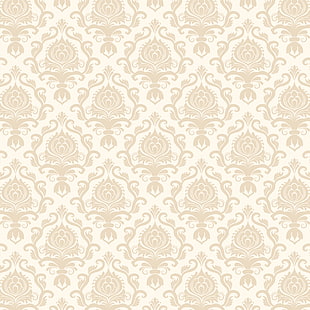 white and brown wallpaper, Wallpaper, vector, texture, ornament, background, pattern, seamless, damask, HD wallpaper HD wallpaper
